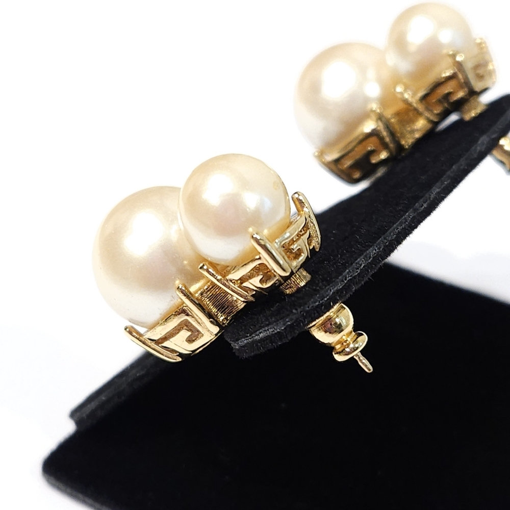 Vintage Givenchy Pearl Logo Earrings